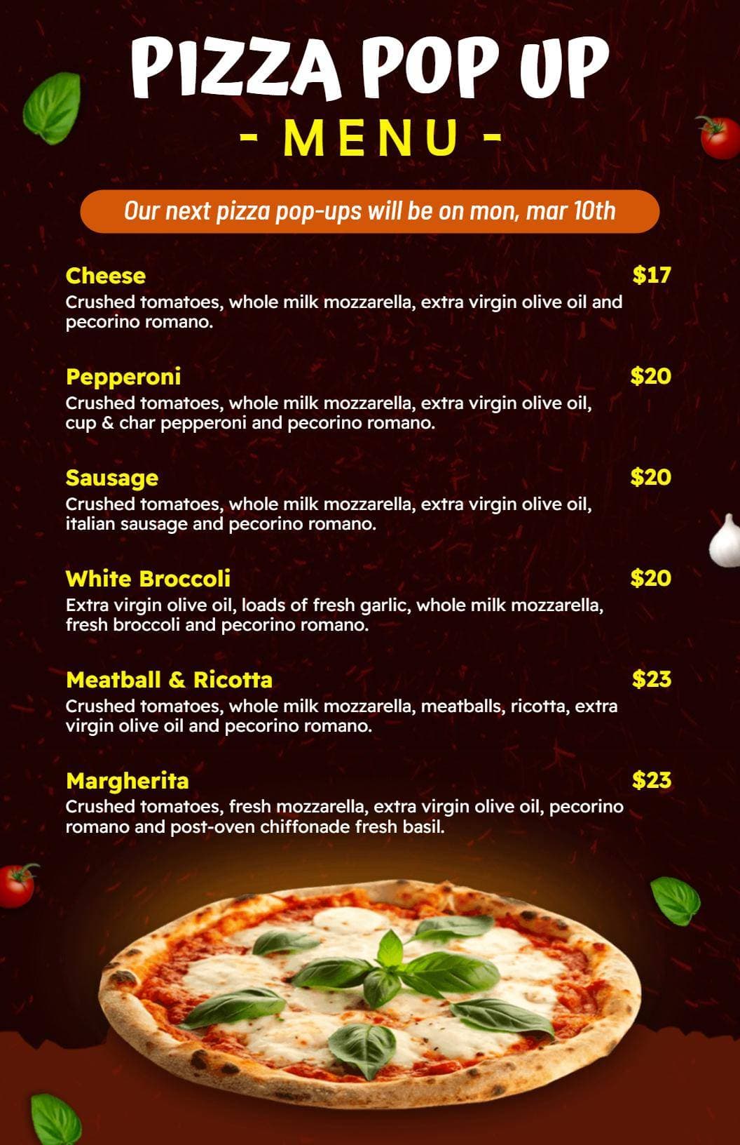 Savory Cheese and Topping Varieties for Every Pizza Lover Menu Template