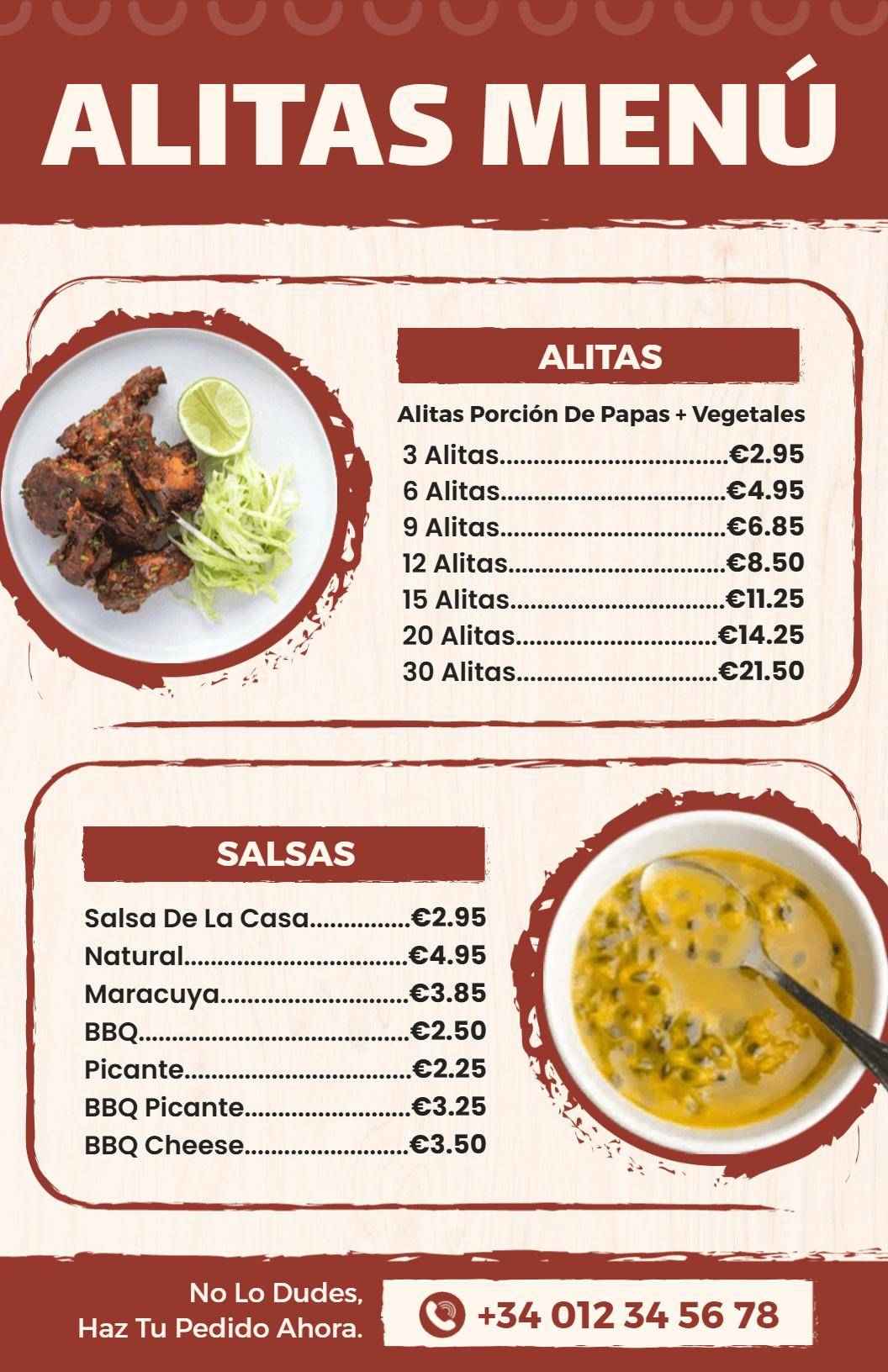 Savory Chicken Wings with Flavorful Dipping Sauces Chicken Menu Template