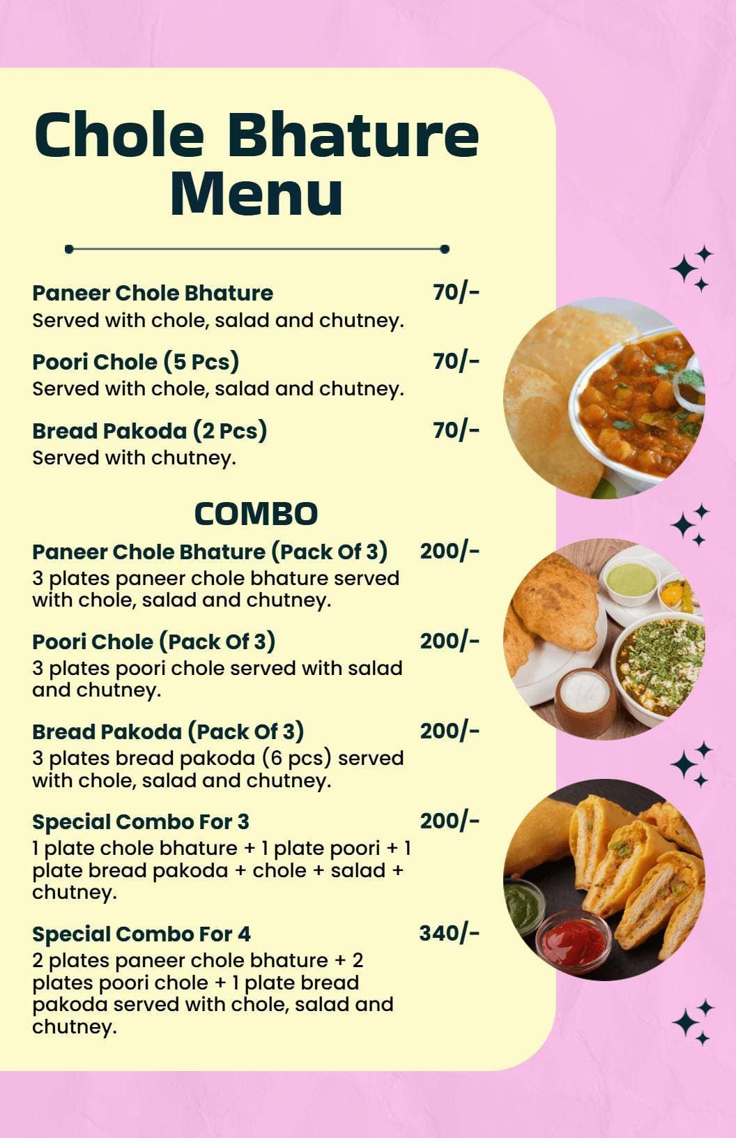Savory Chole Bhature and Tasty Indian Dishes Indian Cuisine Menu Template