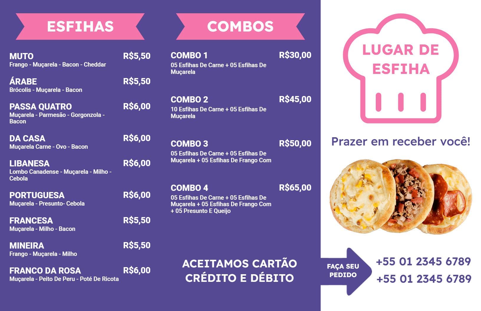 Savory Esfihas and Delicious Combos for Every Craving Tri Fold Menu Template