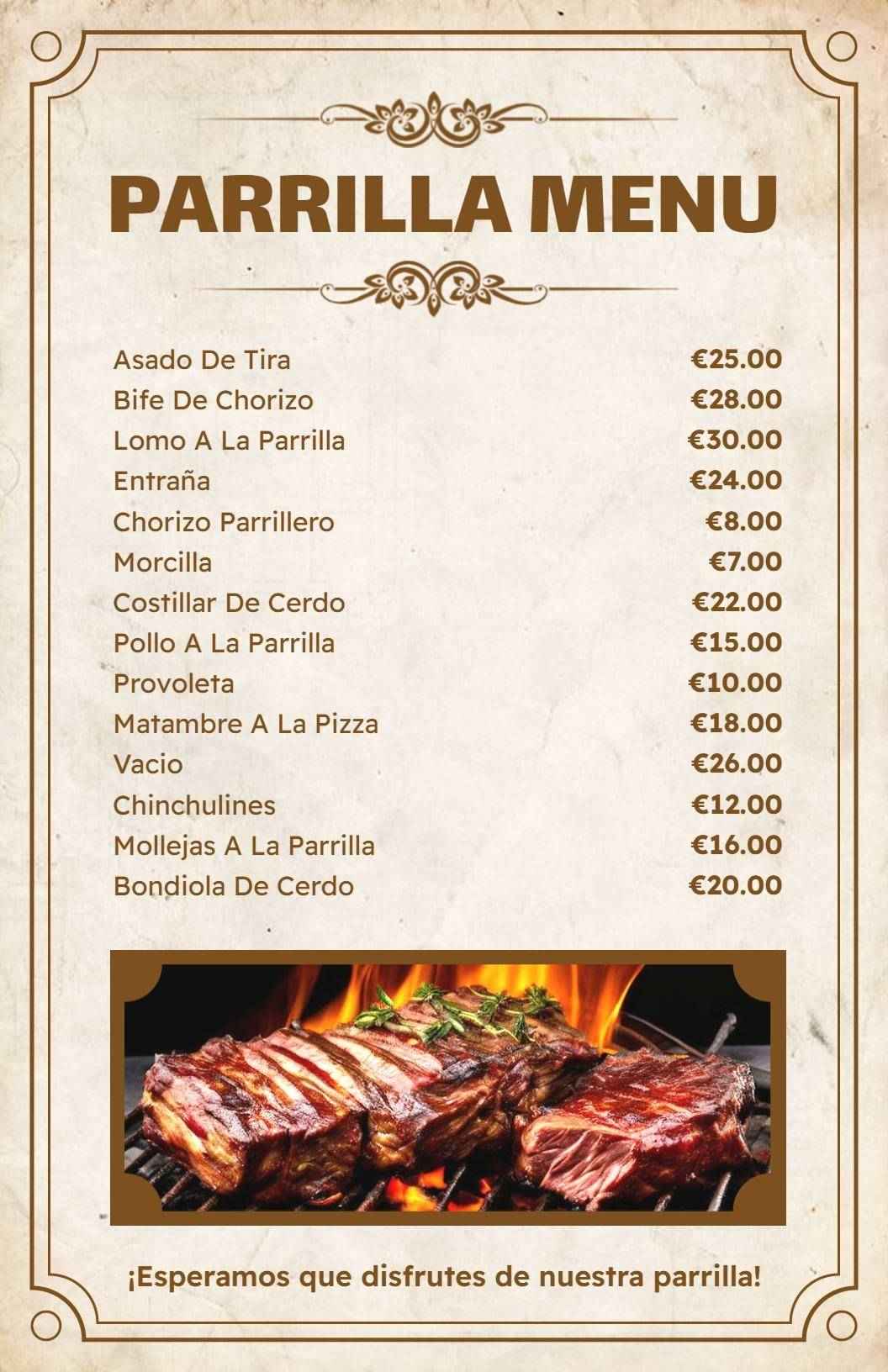 Savory Grilled Meats and Delicious Sides BBQ Menu Template