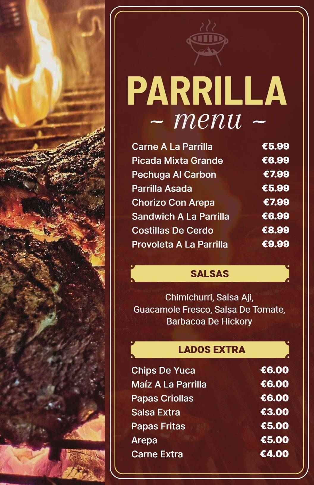 Savory Grilled Meats and Flavorful Salsas BBQ Menu Template