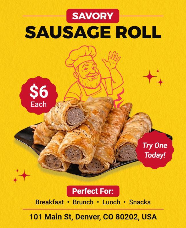 Savory Sausage Roll Promotional Flyer Template