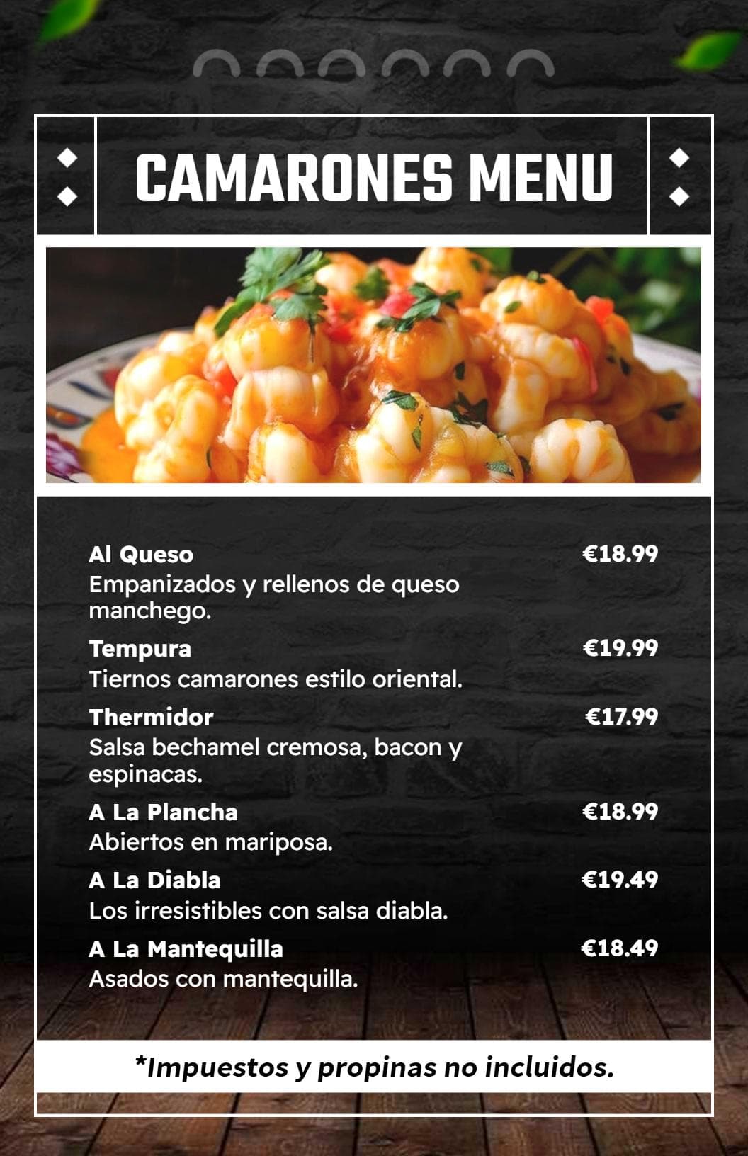 Savory Shrimp Dishes with Flavorful Preparation Styles Seafood Menu Template