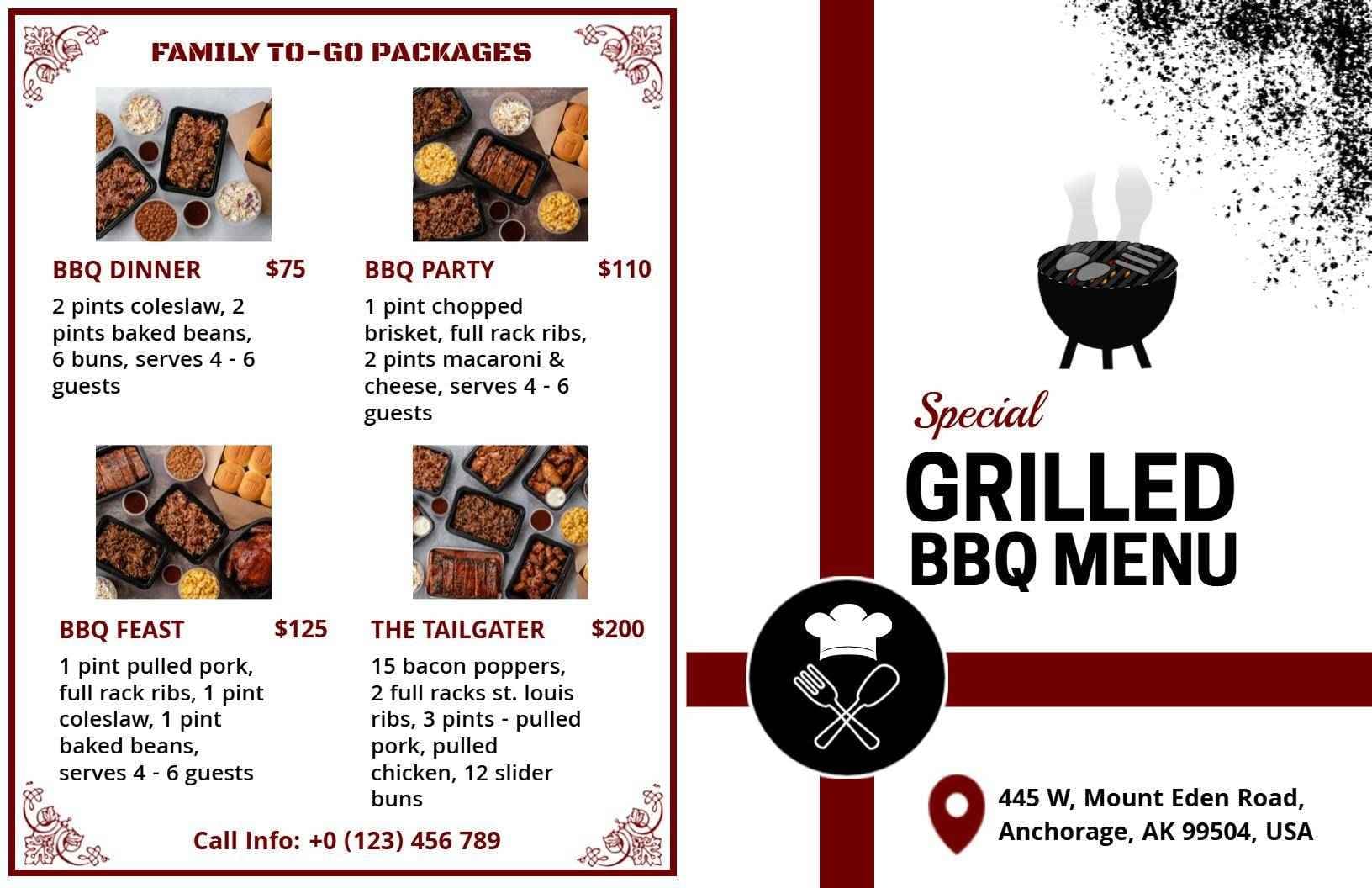 Savory Smoked Meats and Flavorful Sides BBQ Menu Template
