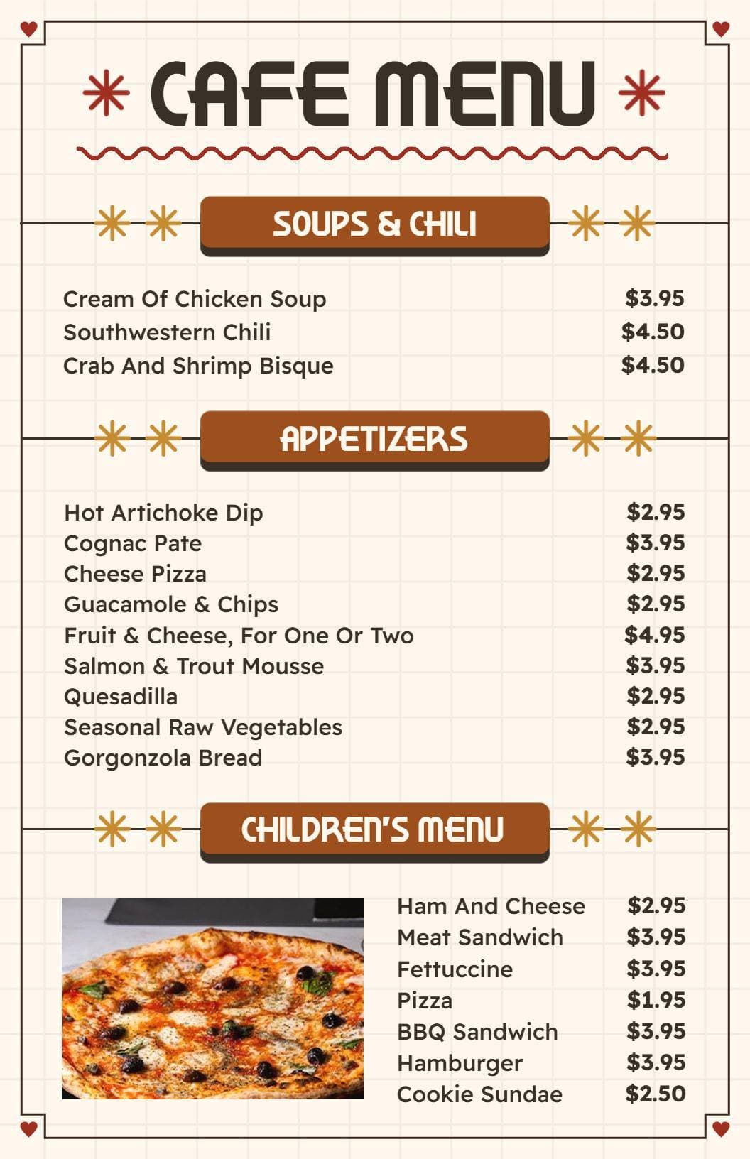 Savory Soups and Appetizers for Cozy Gatherings Cafe Menu Template