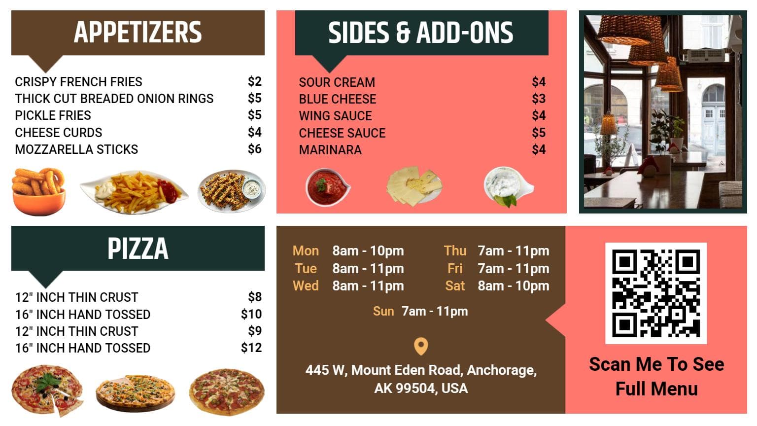 Savory Thin Crust and Hand Tossed Selections Pizza Menu Template