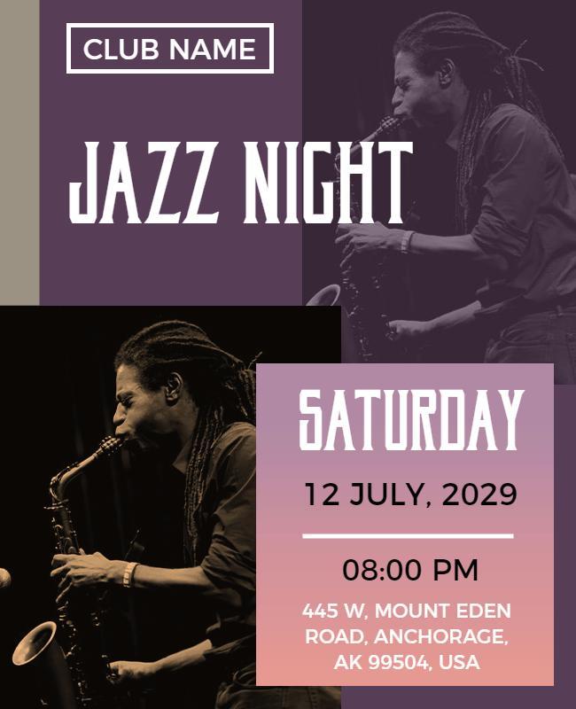 Saxophone Jazz Night Event Flyer Template