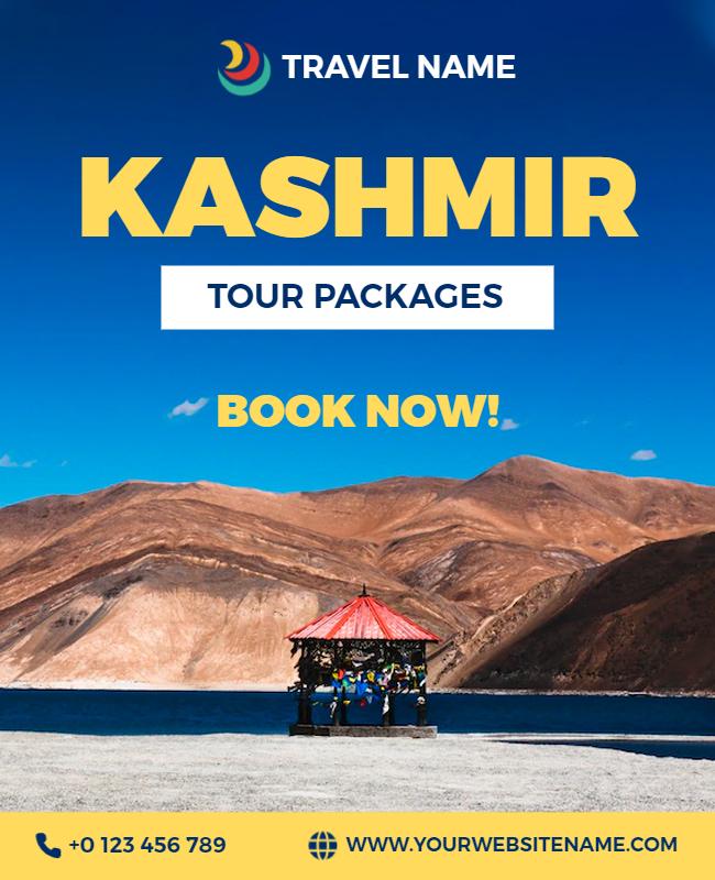 Scenic Blue Kashmir Tour Packages Travel Poster Template