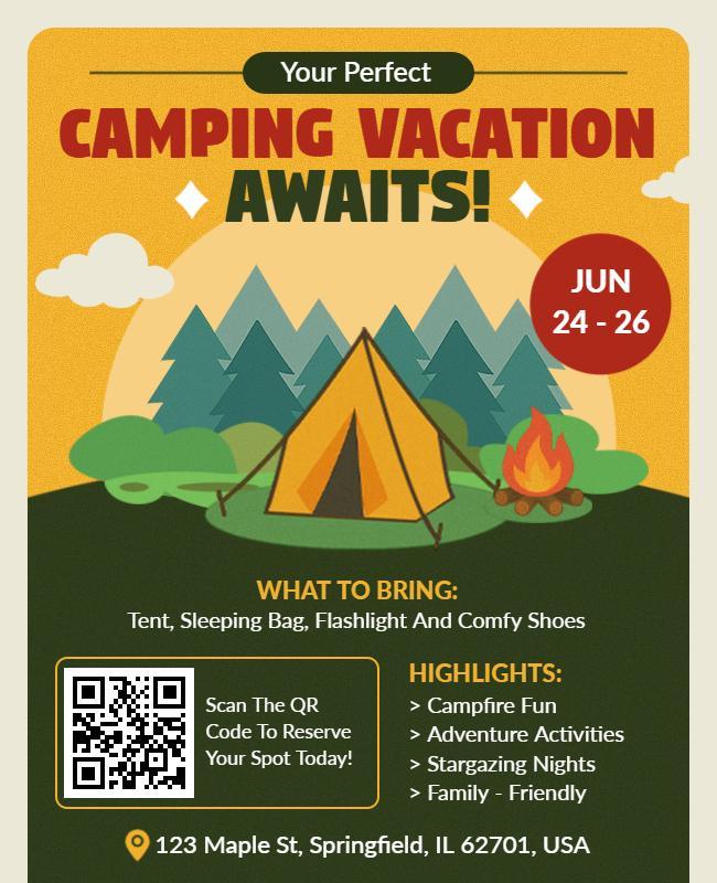 Scenic Camping Adventure Vacation Promotion Flyer Template