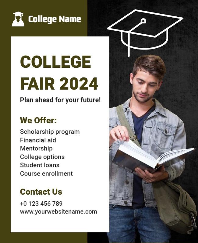 Scholarly Green College Fair Information Flyer Template