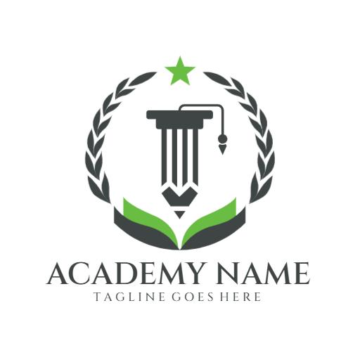 Scholarship Symbol with Green Leaves Representing Academy Logo Template