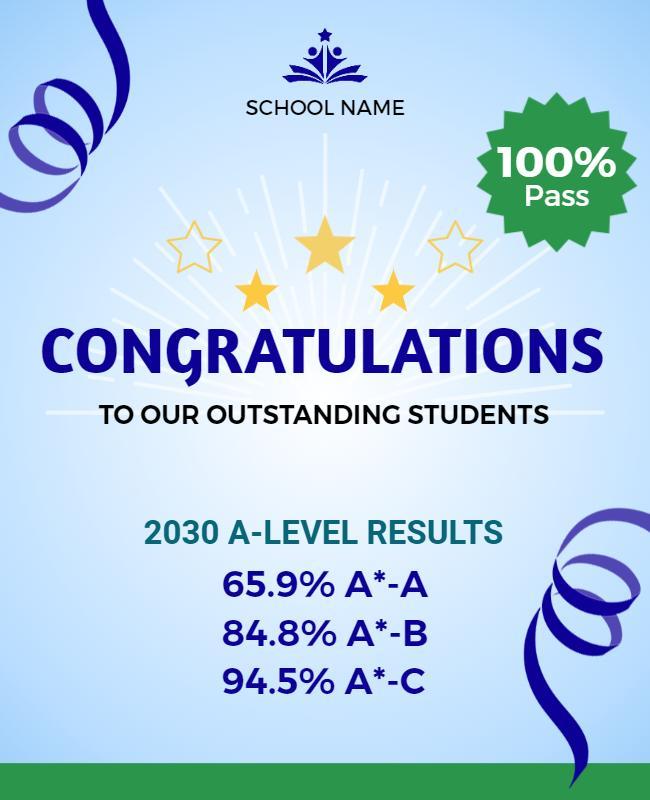 School a Level Results Announcement Flyer Template