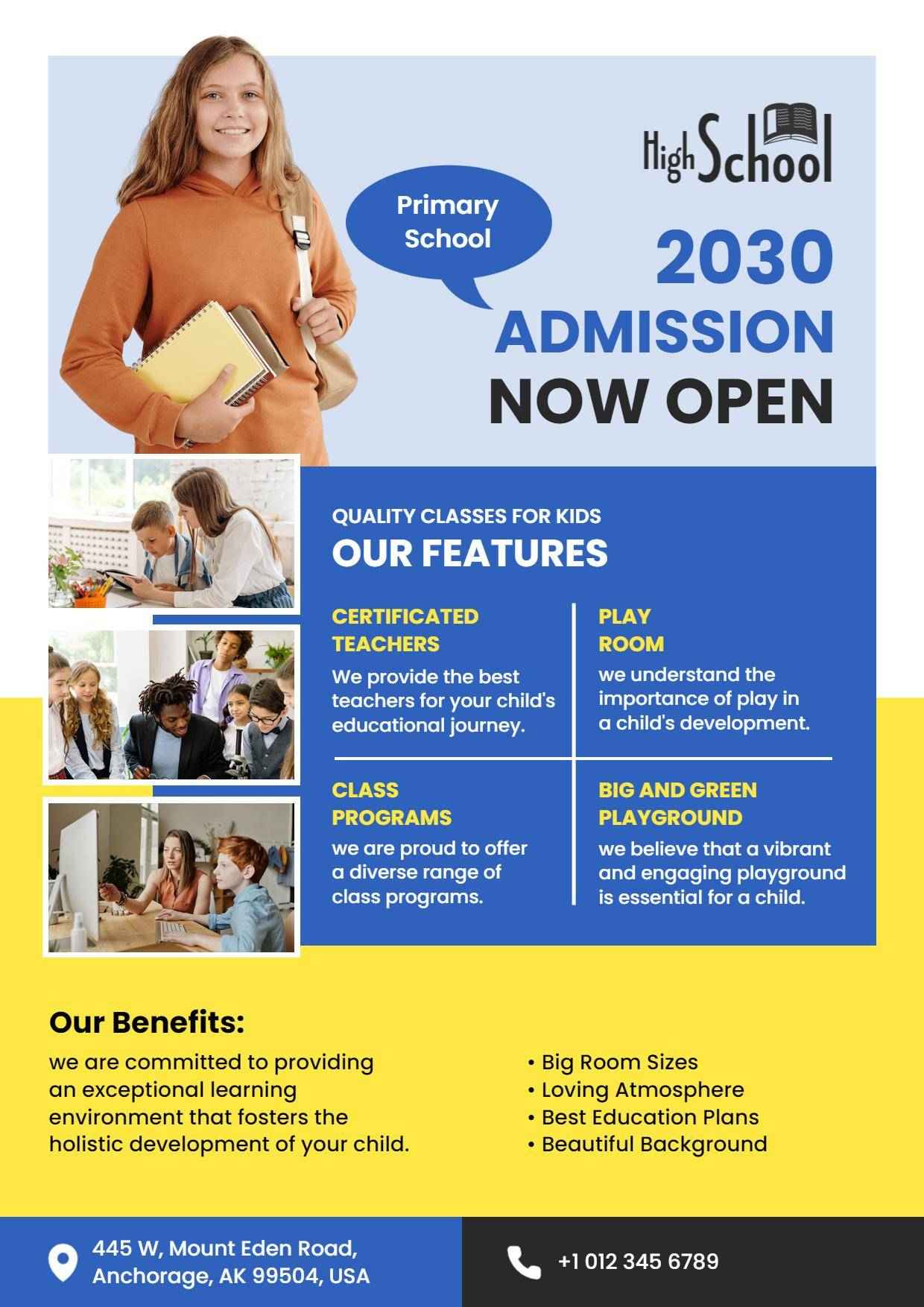 School Admission Open Day A4 Flyer Template