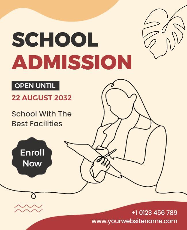 Bold Red School Admission Announcement Flyer Template