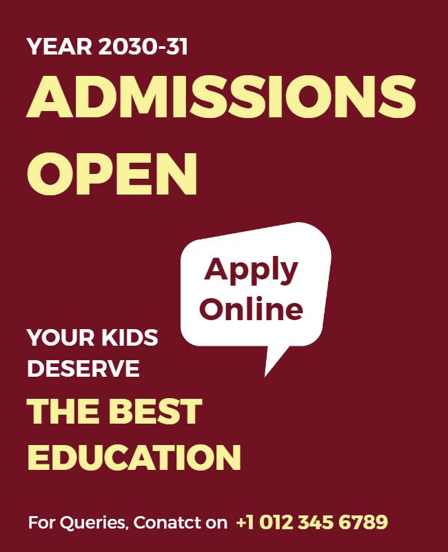 School Admissions Open Online Application Flyer Template