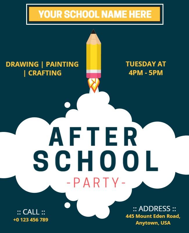 School After Party Craft Workshop Flyer Template