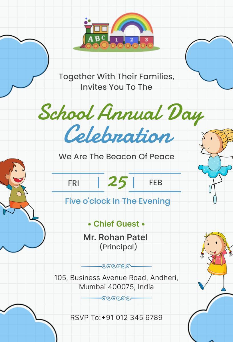 School Annual Day Celebration Fun Fest Invitation Template
