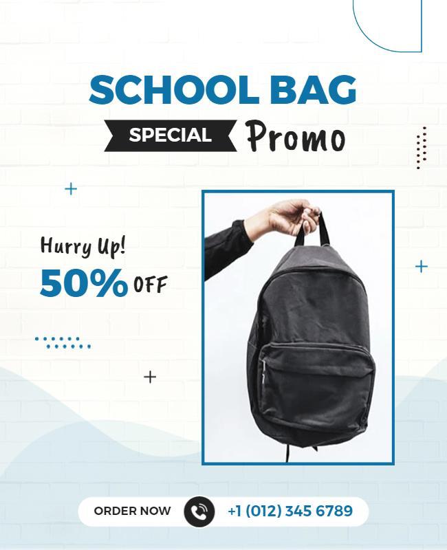 School Backpack Special Promotion Flyer Template