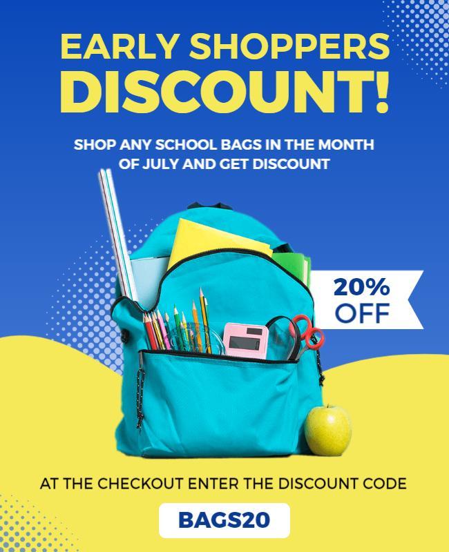 School Bags Discount Promotion Flyer Template