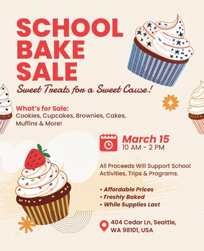 School Bake Sale Fundraiser Flyer Template