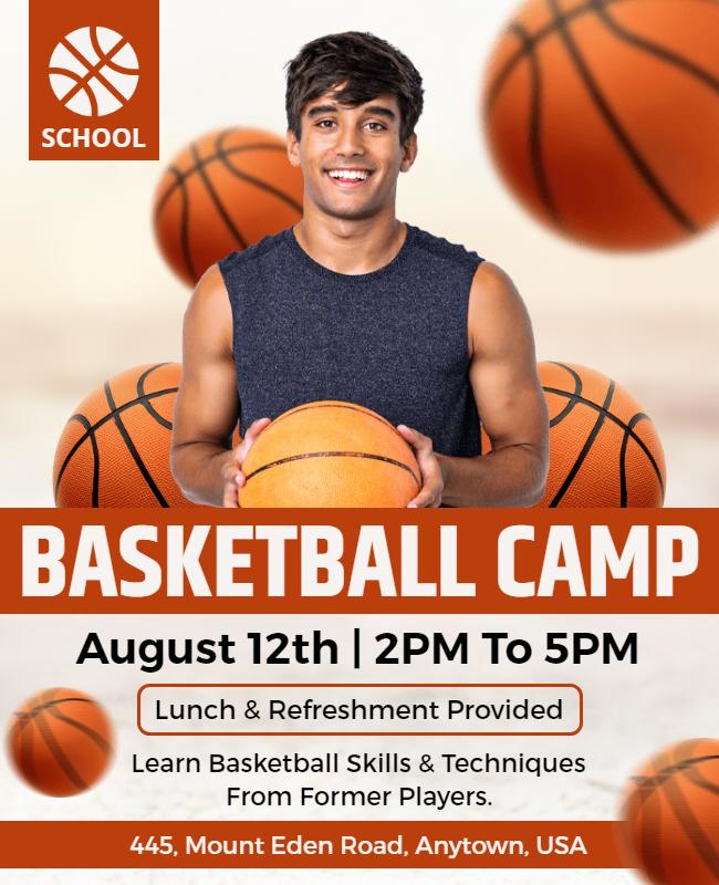 School Basketball Camp Event Flyer Template