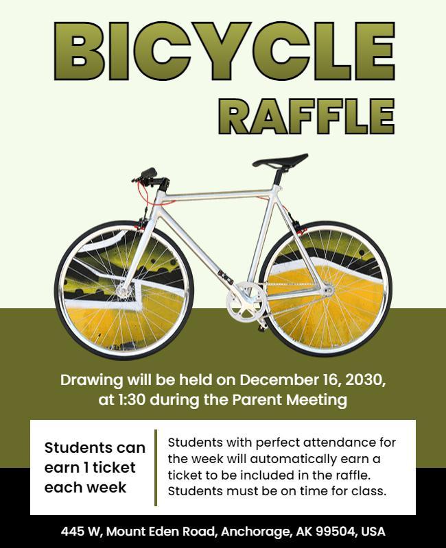 School Bicycle Raffle Event Flyer Template