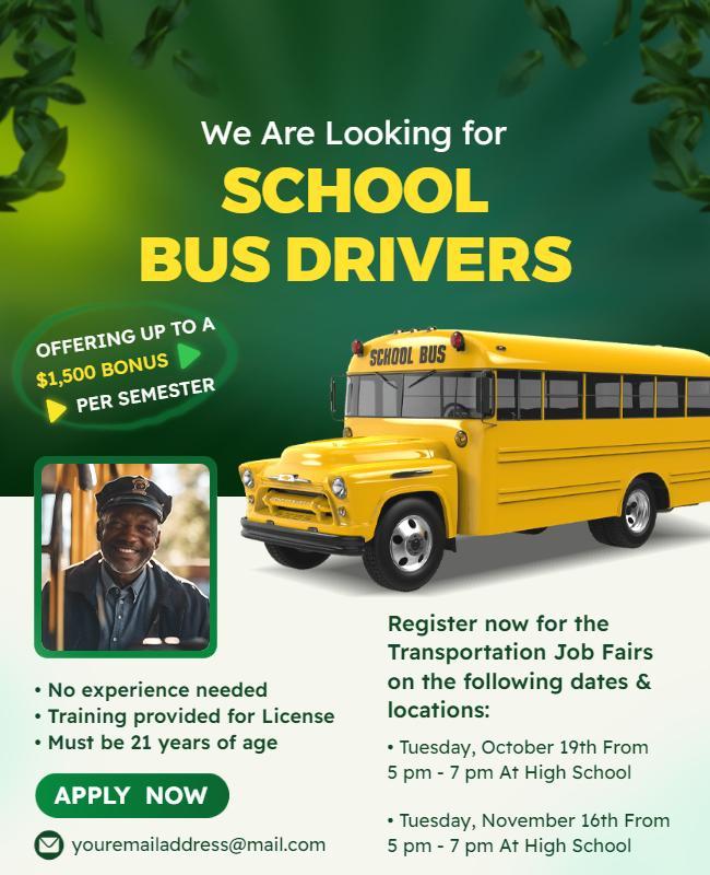 School Bus Drivers Recruitment Flyer Template