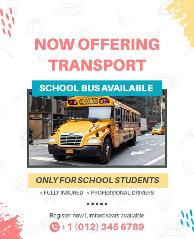 School Bus Transport Service Flyer Template