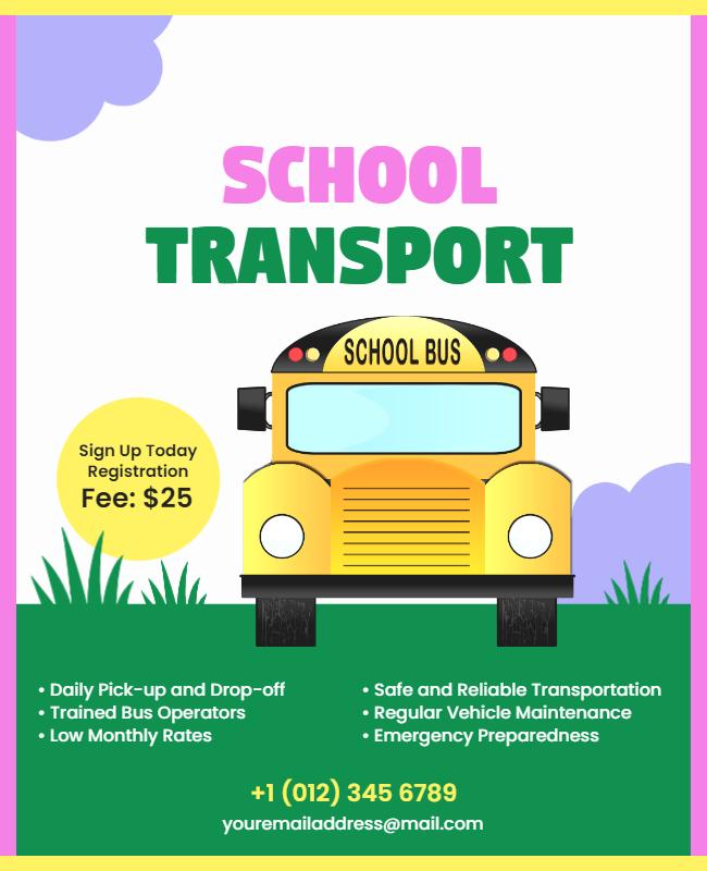 School Bus Transportation Services Flyer Template