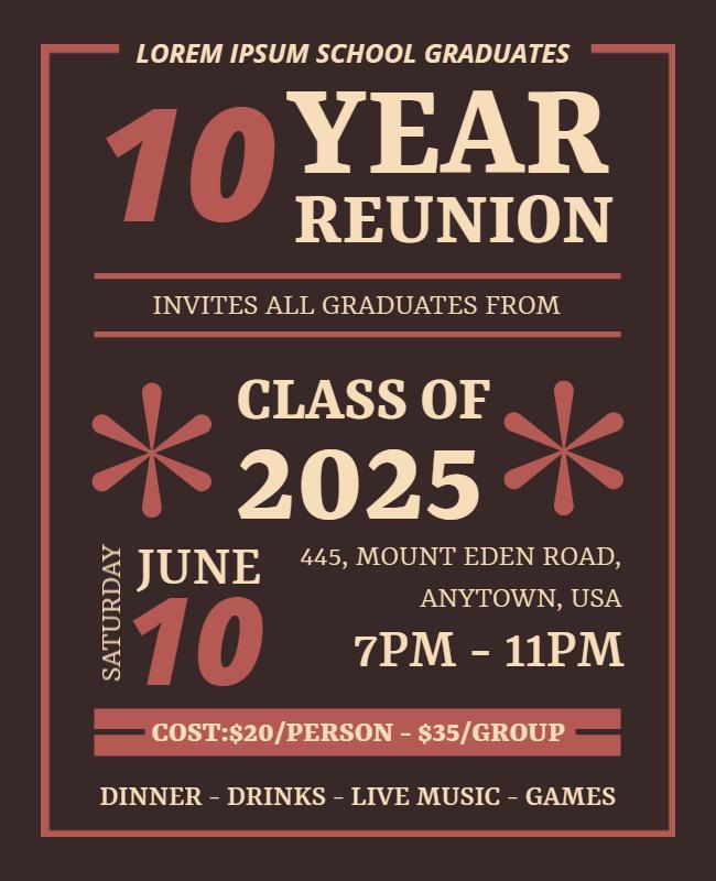 School Class Reunion Celebration Flyer Template