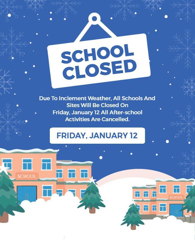 School Closure Due to Weather Notification Flyer Template