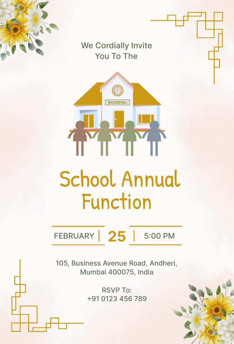 School Community Annual Function Celebration Invitation Template