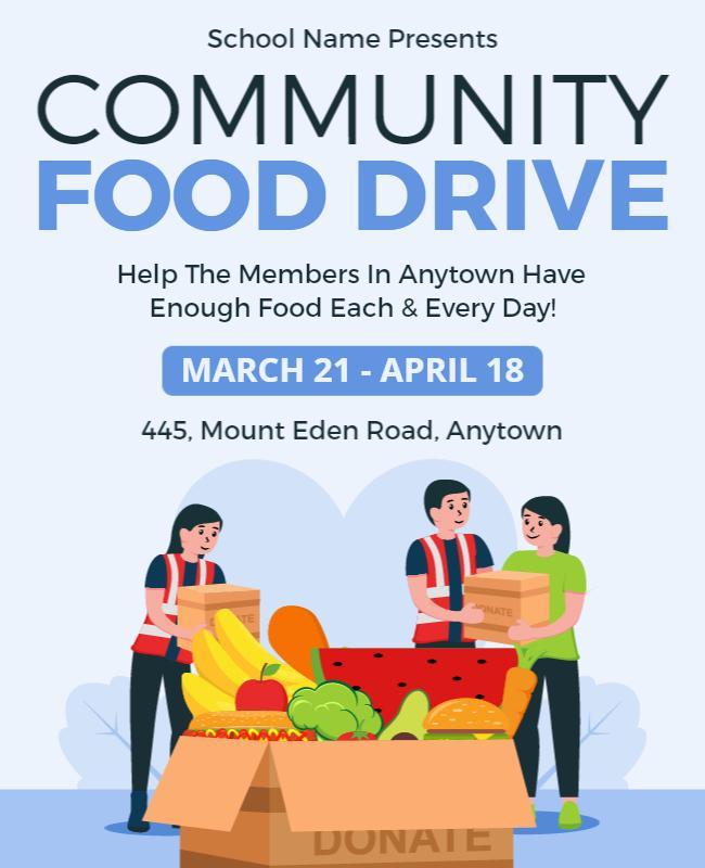 School Community Food Drive Awareness Flyer Template