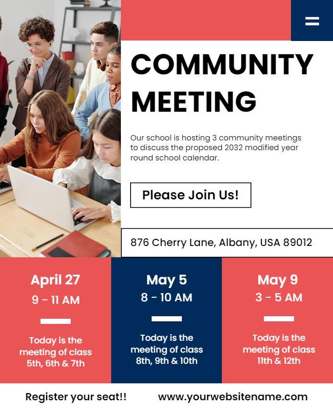 School Community Meeting Announcement Flyer Template