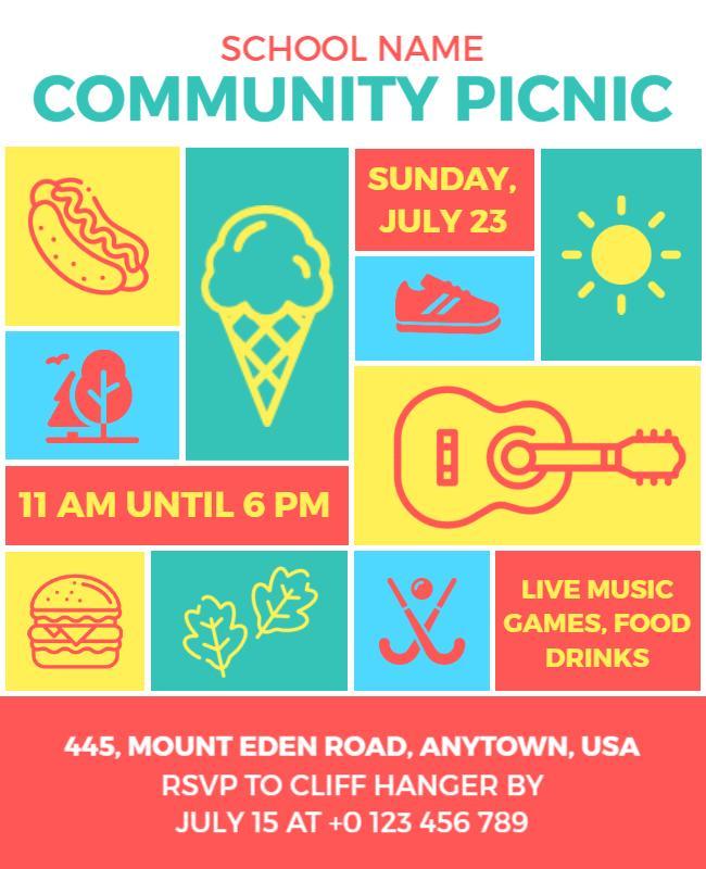 School Community Picnic Event Flyer Template