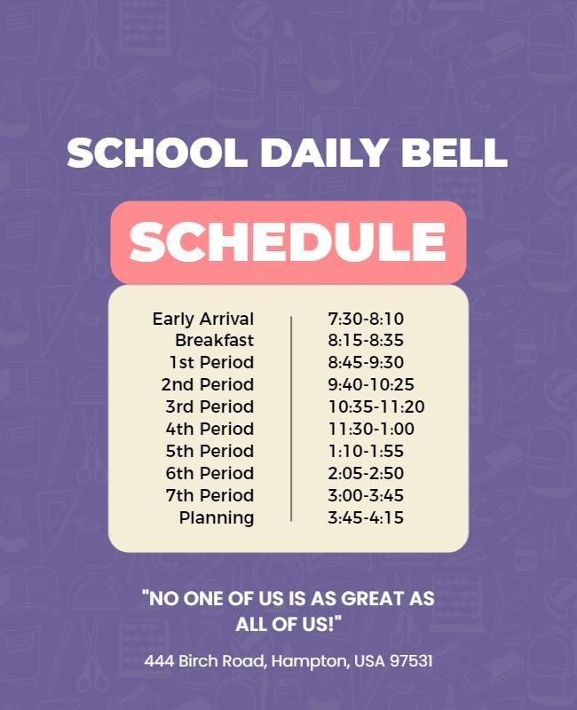 School Daily Bell Schedule Flyer Template