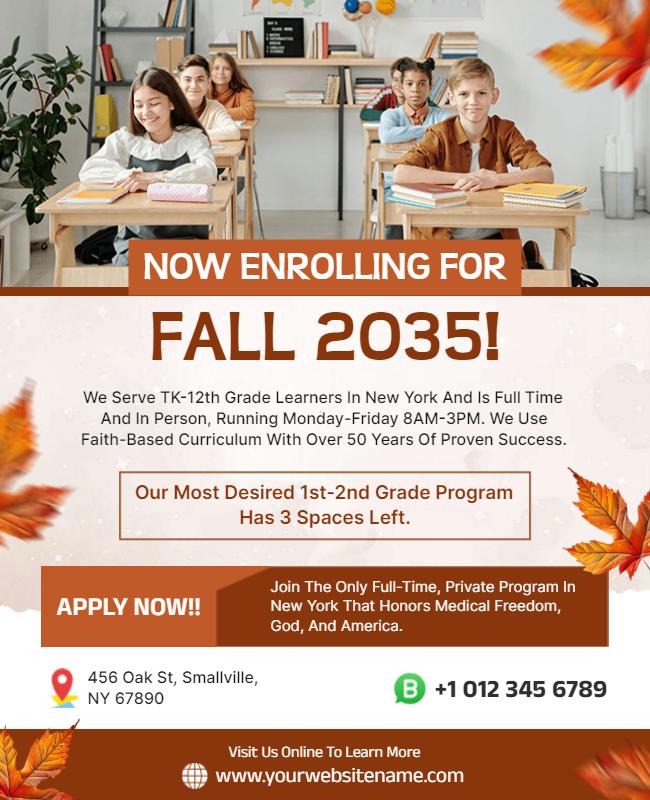 School Enrollment Program Announcement Flyer Template