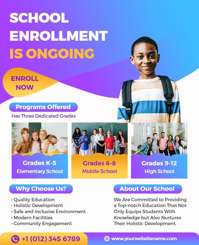 School Enrollment Programs Highlight Flyer Template