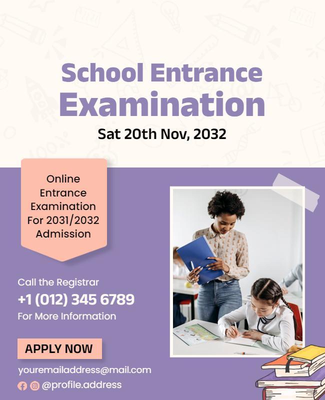 School Entrance Examination Announcement Flyer Template