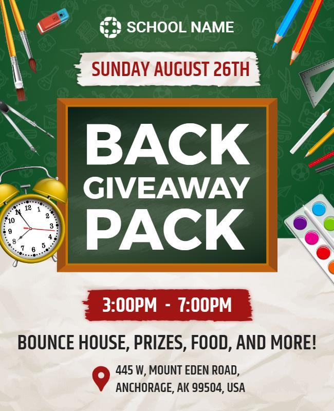 School Event Back to School Giveaway Flyer Template