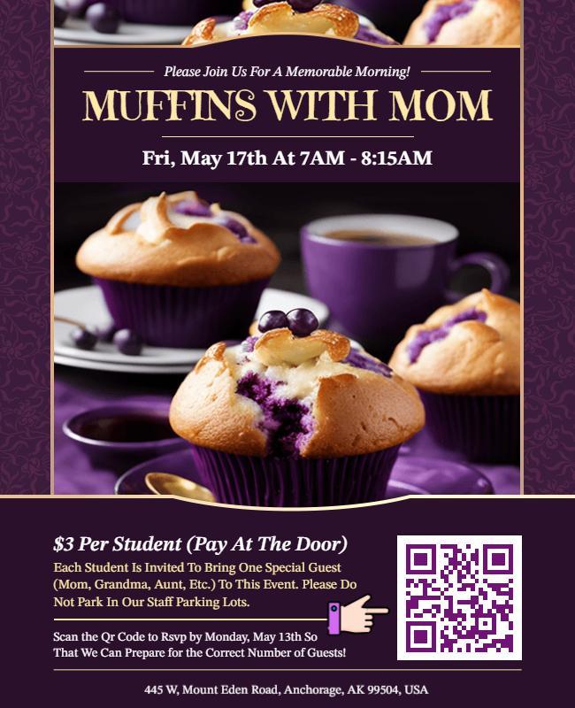 School Event Muffins with Mom Breakfast Flyer Template