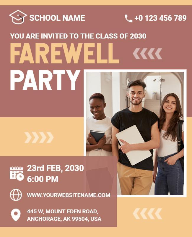 School Farewell Celebration Party Flyer Template