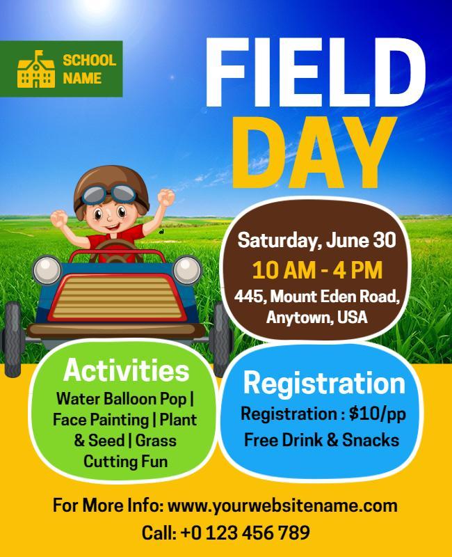 Playful Green Field Day School Event Flyer Template