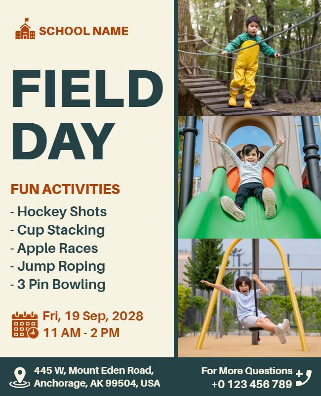 School Field Day Activities Flyer Template