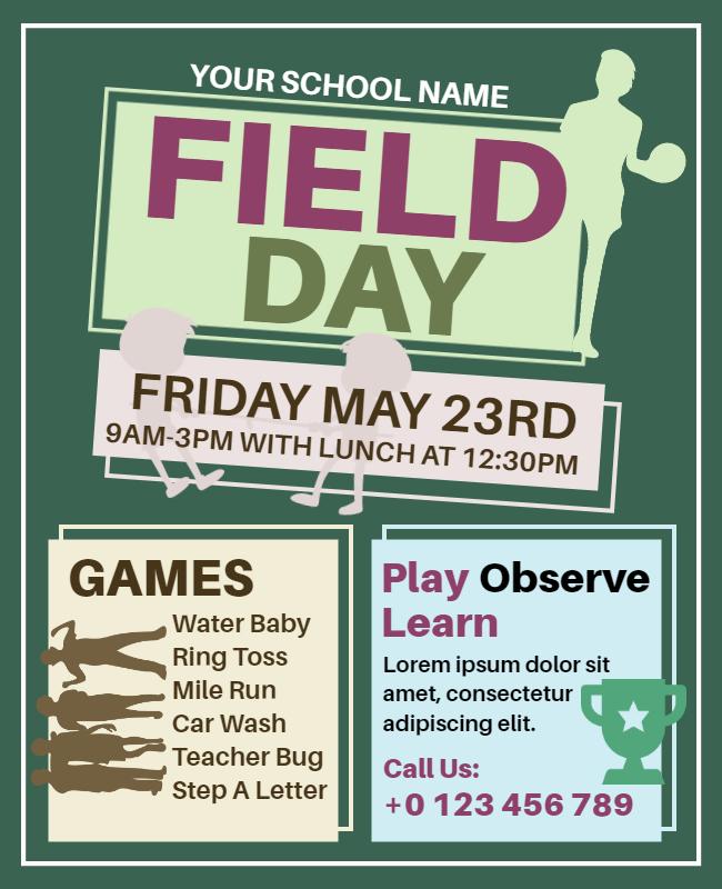 Playful Green School Field Day Activities Flyer Template