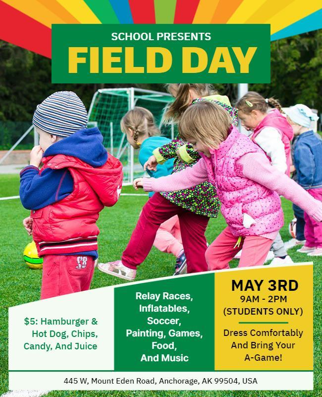 Colorful Outdoor School Field Day Activities Flyer Template