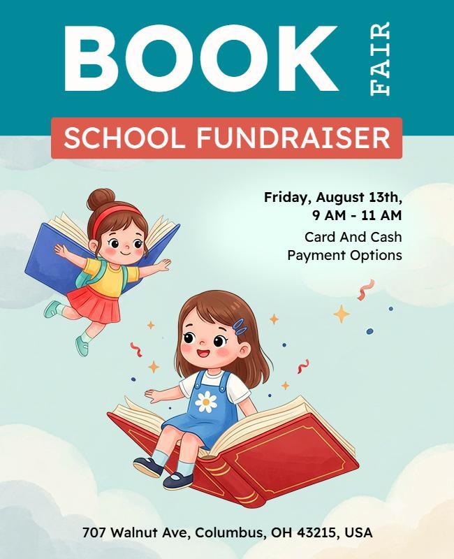 School Fundraiser Book Fair Poster Template