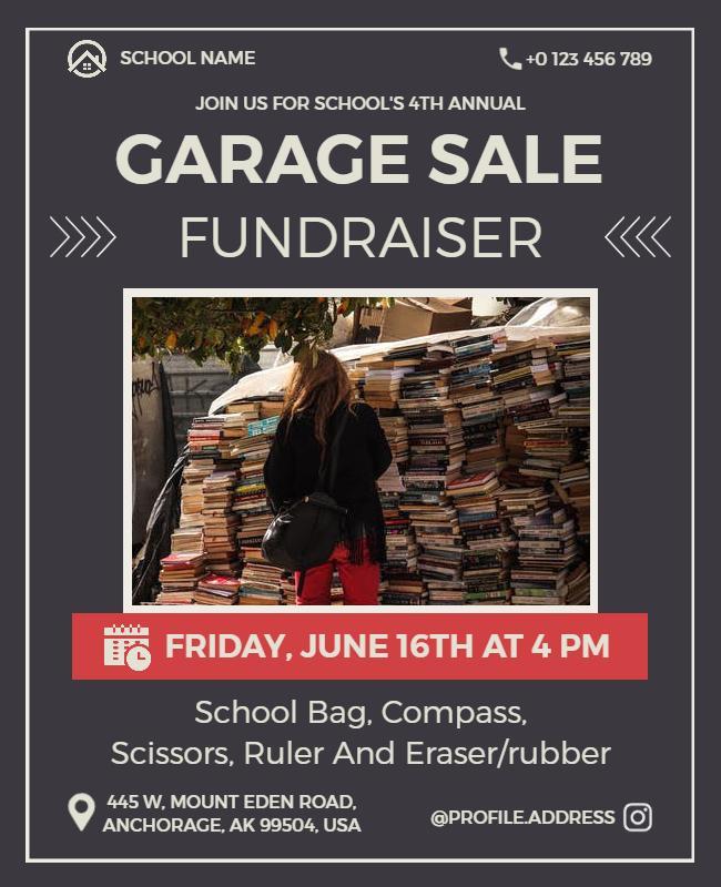 School Fundraiser Garage Sale Event Flyer Template