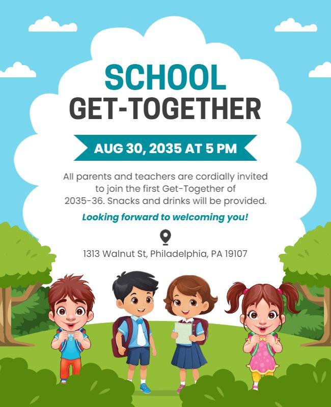 School Get Together Event Announcement Flyer Template